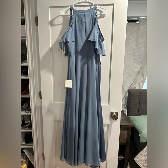 Lulus medium slate blue wrap maxi dress - Picture 2 of 3